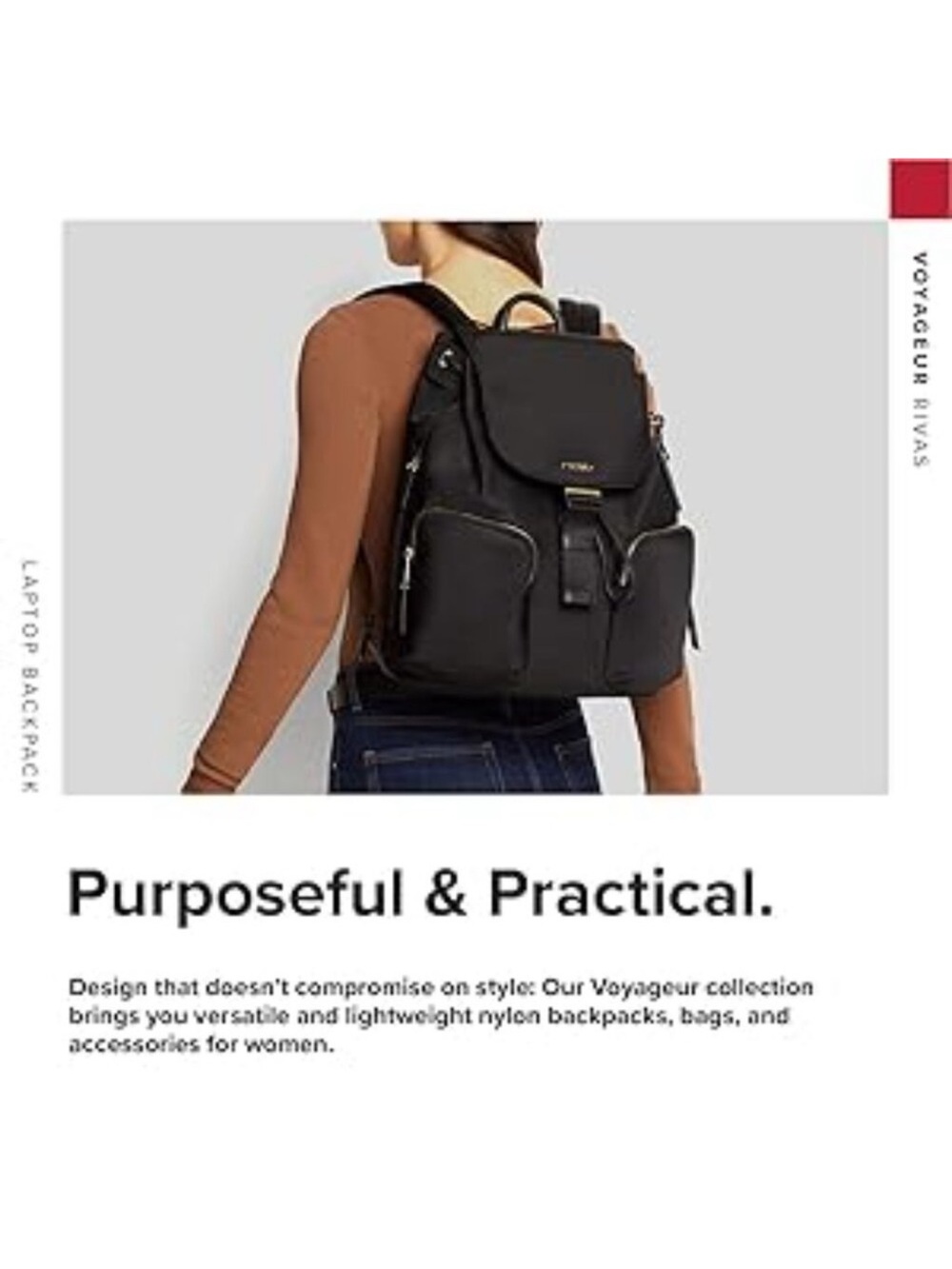 Tumi Black Nylon Backpack with Gold Hardware - Picture 5 of 10